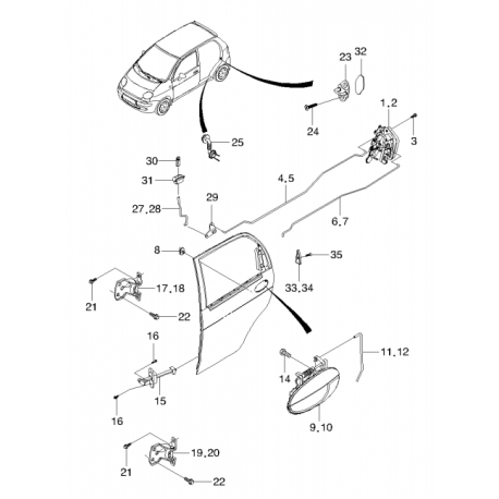 Ручка двери наружная задняя левая Матиз GM 96507789