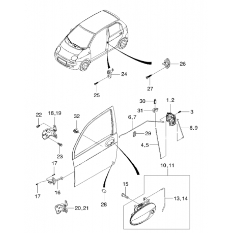 Ручка двери наружная передняя правая Матиз GM 96507784