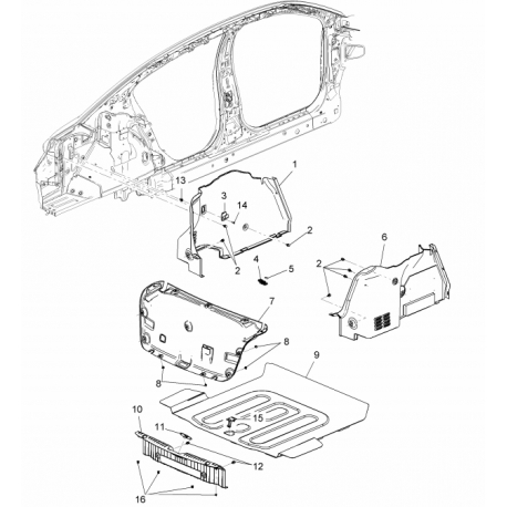 Обшивка багажника левая Круз GM 95959772