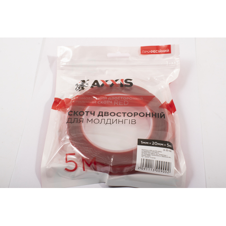 Скотч двухсторонний красный AXXIS (20 мм, 5 метров) st-20 red