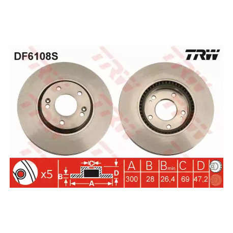 Диск гальмівний TRW DF6108S. Фото 1 DF6108S