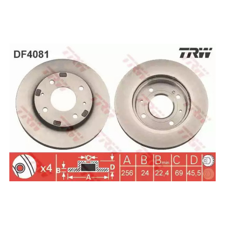 Диск тормозной TRW DF4081. Фото 1 DF4081