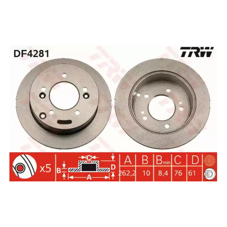 Диск гальмівний TRW DF4281. Фото 1 DF4281