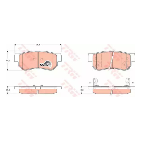 Колодки тормозные дисковые комплект TRW GDB3284. Фото 1 GDB3284