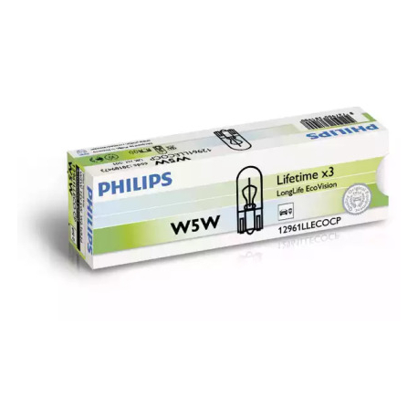 Лампочка W5W (W2,1x9,5d, 5 Вт, 12 V) PHILIPS PH 12961LLECOCP. Фото 1 PH 12961LLECOCP