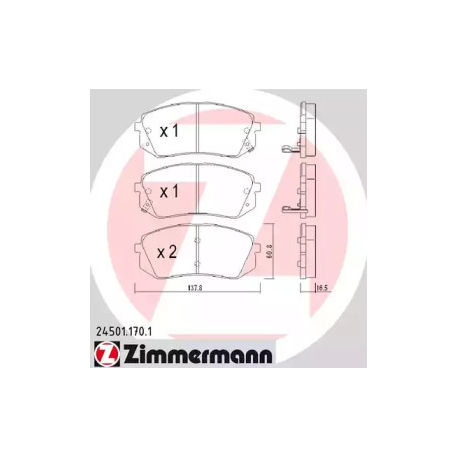 Колодки гальмівні дискові комплект Zimmermann 24501.170.1. Фото 1 24501.170.1