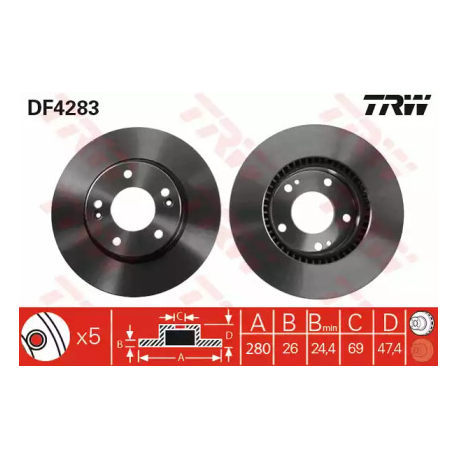 Диск тормозной TRW DF4283. Фото 1 DF4283