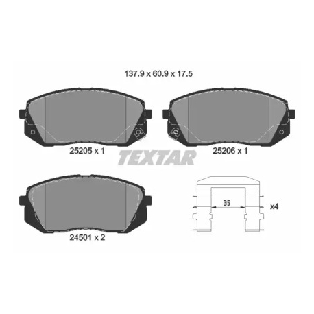 Колодки тормозные дисковые комплект Textar TX 2520501. Фото 1 TX 2520501