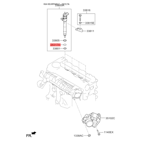 Уплотнительное кольцо, шахта форсунки 33820-2A010 Mobis - 338202A010 - схема с каталога 26317A, KEURPH817 338202A010