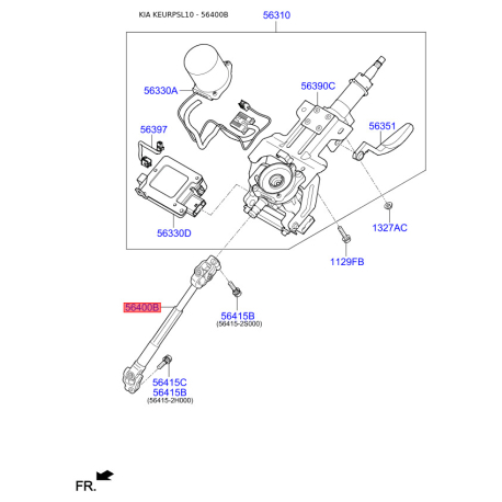 Вал промежуточный карданный рулевой колонки 56400-2S200 Mobis - 564002S200 - схема с каталога 56400B, KEURPSL10 564002S200