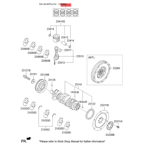 Кольца поршневые 23040-2F930 Mobis - 230402F930 - схема с каталога 23040A, SEURPSLZ14 230402F930
