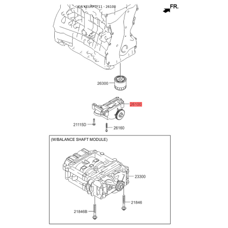 Масляний насос 21310-2G011 Mobis - 213102G011 - схема з каталогу 26100, KEURPTF11 213102G011