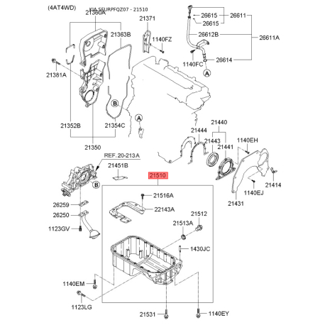 Масляный поддон 21510-27003 Mobis - 2151027003 - схема с каталога 21510, SEURPFQZ07 2151027003