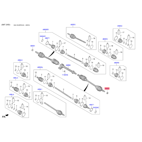 Подшипник ступицы колеса комплект 49551-3X000 Mobis - 495513X000 - схема с каталога 49551, CEURPIX24 495513X000