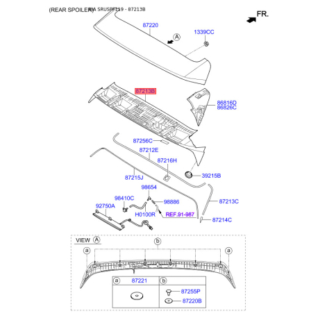 Спойлер 87212-F1000 Mobis - 87212F1000 - схема з каталогу 87213B, SRUSPF119 87212F1000