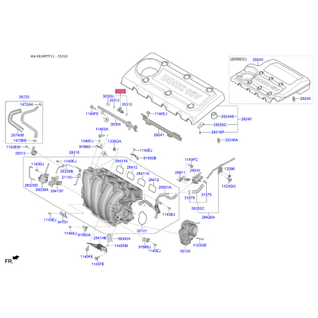 Форсунка 35310-2G100 Mobis - 353102G100 - схема з каталогу 35310, KEURPTF11 353102G100