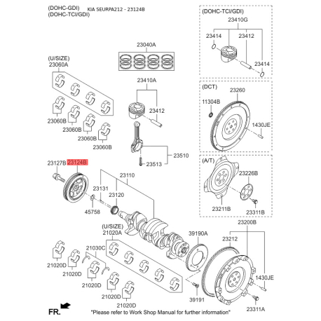 Шкив ремня генератора 23124-2A001 Mobis - 231242A001 - схема с каталога 23124B, SEURPA212 231242A001