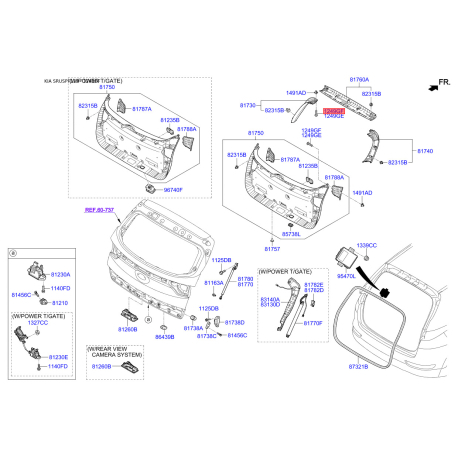 Гвинт ручки дверей 12492-05203 Mobis - 1249205203 - схема з каталогу 1249GF, SRUSPF119 1249205203