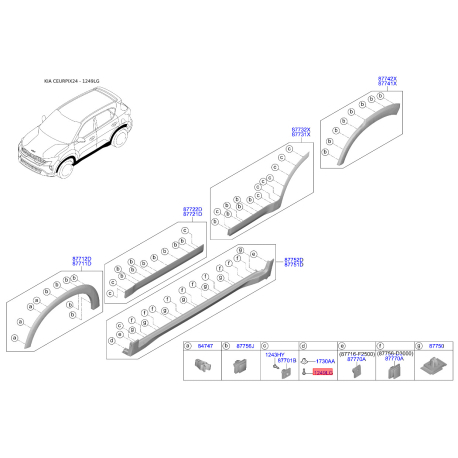 Болт бампера 12493-04147B Mobis - 1249304147B - схема с каталога 1249LG, CEURPIX24 1249304147B