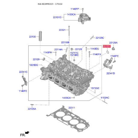 Кільце ущільнювальне передньої кришки мотора 17512-22000 Mobis - 1751222000 - схема з каталогу 1751GI, KEURPEX23 1751222000