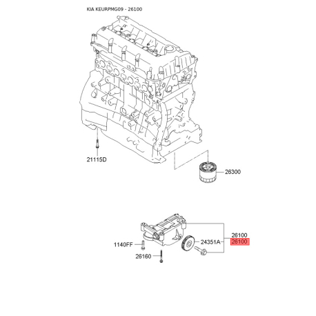 Масляний насос 21310-27060 Mobis - 2131027060 - схема з каталогу 26100, KEURPMG09 2131027060