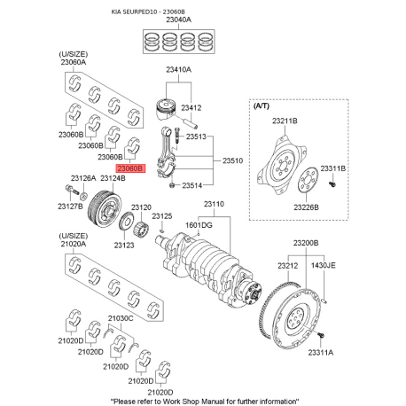 Вкладыши шатунные 23060-27920 Mobis - 2306027920 - схема с каталога 23060B, SEURPED10 2306027920