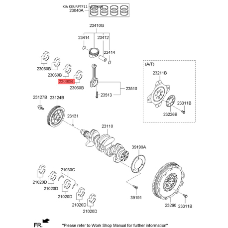 Вкладыши шатунные 23060-2G111 Mobis - 230602G111 - схема с каталога 23060B, KEURPTF11 230602G111