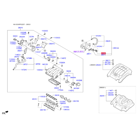 Клапан ограничения давления, Common-Rail-System 28910-22040 Mobis - 2891022040 - схема с каталога 28910, SEURPFQZ07 2891022040