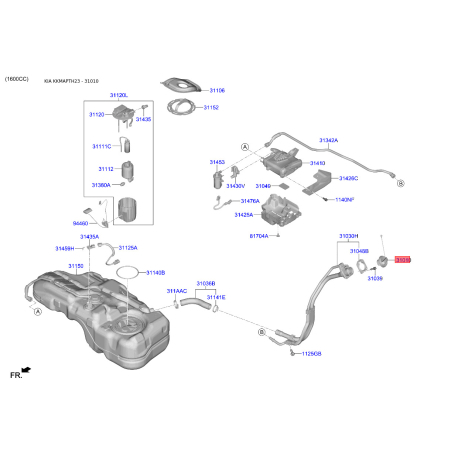 Крышка, топливной бак 31010-3L600 Mobis - 310103L600 - схема с каталога 31010, KKMAPTH23 310103L600