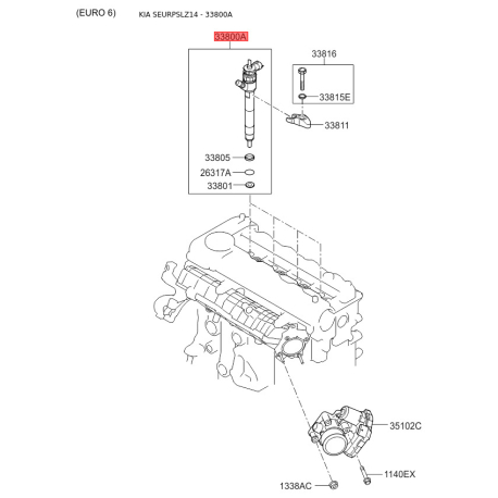 Форсунка 33800-2A800 Mobis - 338002A800 - схема с каталога 33800A, SEURPSLZ14 338002A800