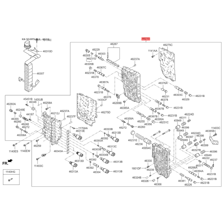 Блок клапанов АКПП 46210-3B011 Mobis - 462103B011 - схема с каталога 46210, SEURPSLZ14 462103B011