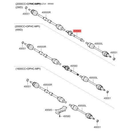 Подушка двигуна 49560-2S600 Mobis - 495602S600 - схема з каталогу 49560, SEURPSLZ14 495602S600