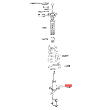 Амортизатор правий 55361-2E501 Mobis - 553612E501 - схема з каталогу 55361, KEURPFQ04 553612E501