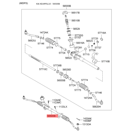 Рулевой механизм 56500-3W000 Mobis - 565003W000 - схема с каталога 56500B, KEURPSL10 565003W000