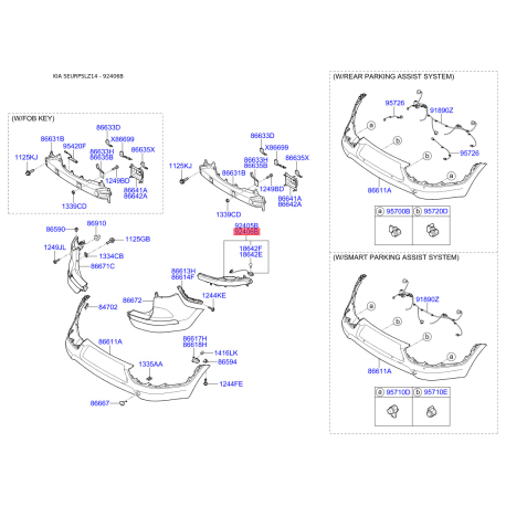Ліхтар задній правий 92406-3U300 Mobis - 924063U300 - схема з каталогу 92406B, SEURPSLZ14 924063U300