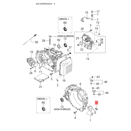 Шплинт гайки наконечника рулевой тяги MD001-43152 Mobis - MD00143152 - схема с каталога 3, EURKRS002A MD00143152