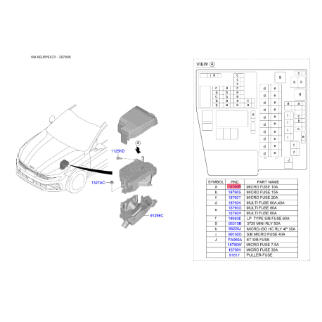 Запобіжники 18790-05261 Mobis - 1879005261 - схема з каталогу 18790R, KEURPEX23 1879005261