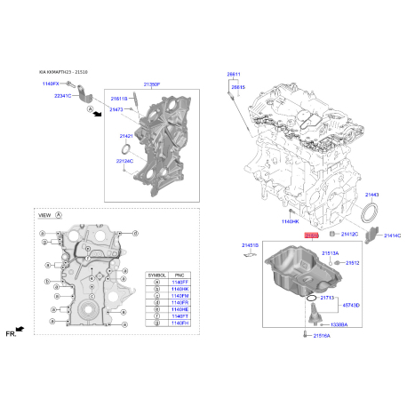 Масляный поддон 21510-2E023 Mobis - 215102E023 - схема с каталога 21510, KKMAPTH23 215102E023