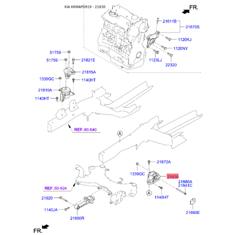 Подушка двигуна 21830-D9200 Mobis - 21830D9200 - схема з каталогу 21830, KKMAPD919 21830D9200