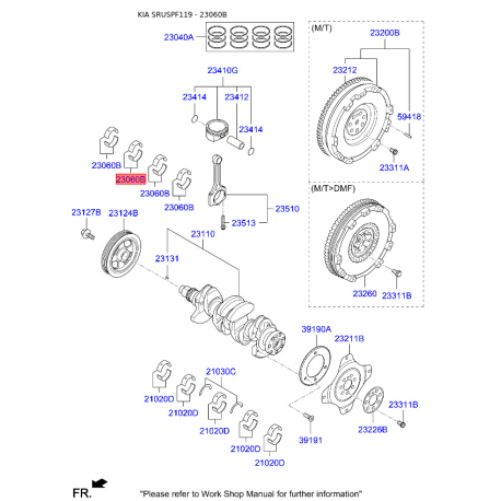 Вкладыши шатунные 23060-2F920 Mobis - 230602F920 - схема с каталога 23060B, SRUSPF119 230602F920