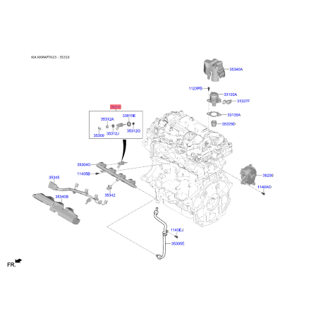 Форсунка 35310-2E000 Mobis - 353102E000 - схема з каталогу 35310, KKMAPTH23 353102E000