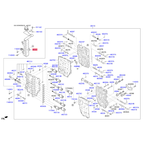 Проводка (джгут) АКПП 46307-3B650 Mobis - 463073B650 - схема з каталогу 46307, KKMAPA818 463073B650