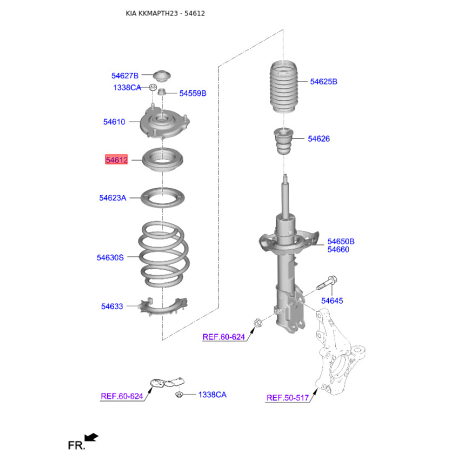 Подшипник опоры стойки амортизатора 54612-C1000 Mobis - 54612C1000 - схема с каталога 54612, KKMAPTH23 54612C1000