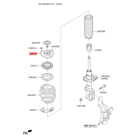 Опора стійки амортизатора 54610-D7000 Mobis - 54610D7000 - схема з каталогу 54610, SEURPF116 54610D7000