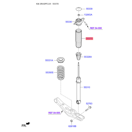 Пилозахисний комплект амортизатора 55370-D7000 Mobis - 55370D7000 - схема з каталогу 55370, SRUSPF119 55370D7000