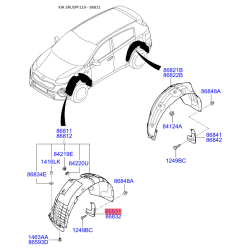 Брызговик передний левый 86831-F1001 Mobis