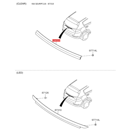 Накладка заднього скла 87310-F1000 Mobis - 87310F1000 - схема з каталогу 87310, SEURPF116 87310F1000