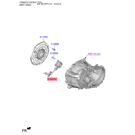 Подшипник выжимной 41421-24360 Mobis - 4142124360 - схема с каталога 41421A, SEURPF119 4142124360