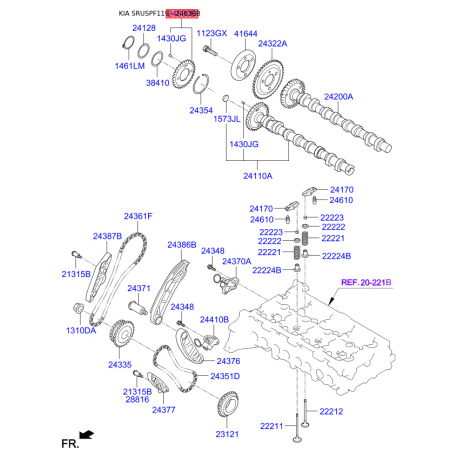 Шестерня, распределительный вал 24120-2F600 Mobis - 241202F600 - схема с каталога 24630B, SRUSPF119 241202F600