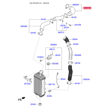 Шланг (патрубок) компресора 28261-2F000 Mobis - 282612F000 - схема з каталогу 28261B, SRUSPF119 282612F000